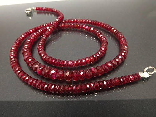 blood red ruby necklace gemstone collier genuine gemstone necklace exclusive,jewelry, birthday, present, bride, engagement, gift, 3-5 mm 48cm