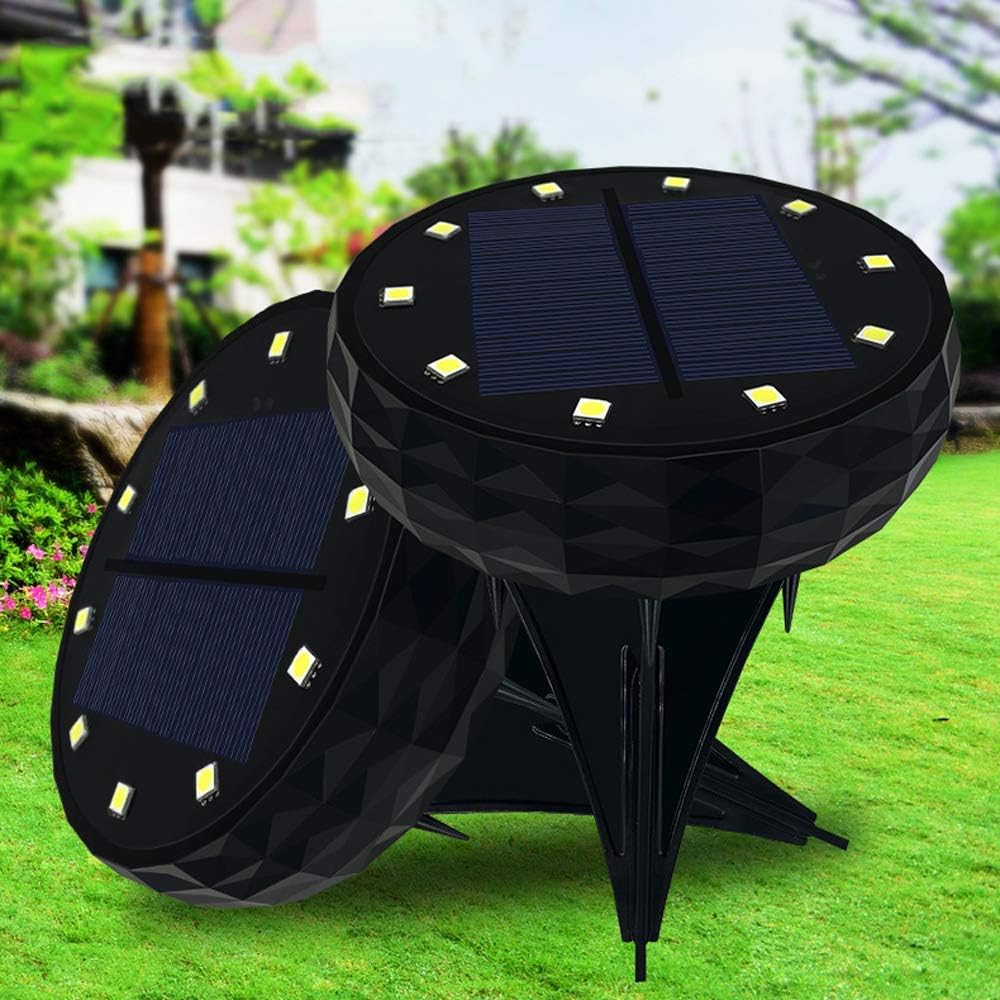 2 Pack Solar Ground Lights 10 Led Lamp Beads Solar Garden Lights Outdoor Disk Lights Waterproof In-Ground Outdoor Landscape Lighting for Lawn Patio Pathway Yard Deck Walkway Flood Light,Warm Lig