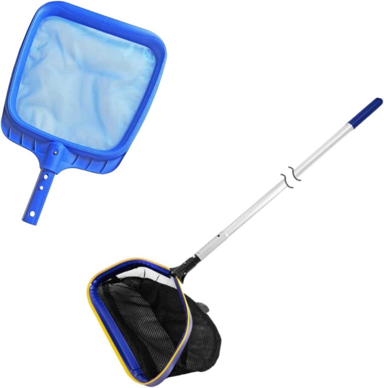 Poolvio Heavy Duty Pool Rake Pole Set with 13.5'' Pool Skimmer Net