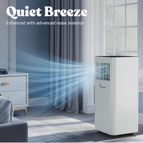 Lifemaster 3-in-1 Portable Air Conditioner, 10,000 BTU Rolling AC Unit with Cooling, Fan and Dehumidifier for Rooms up to 450 Sq. Ft., Remote Control, Digital Touch Panel, Window Kit Included, White