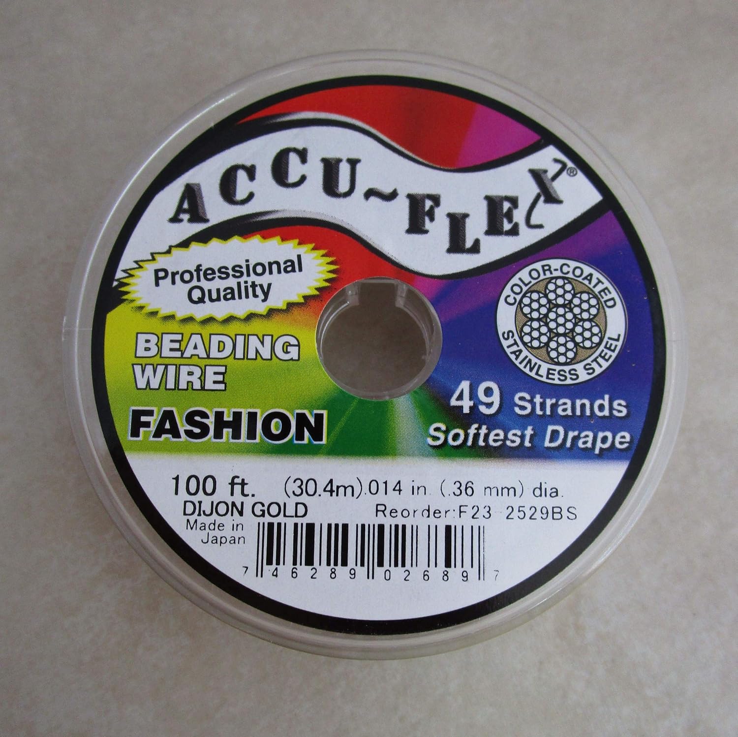 Beading Wire Gold .014 Inch 49 Strand 100 Feet