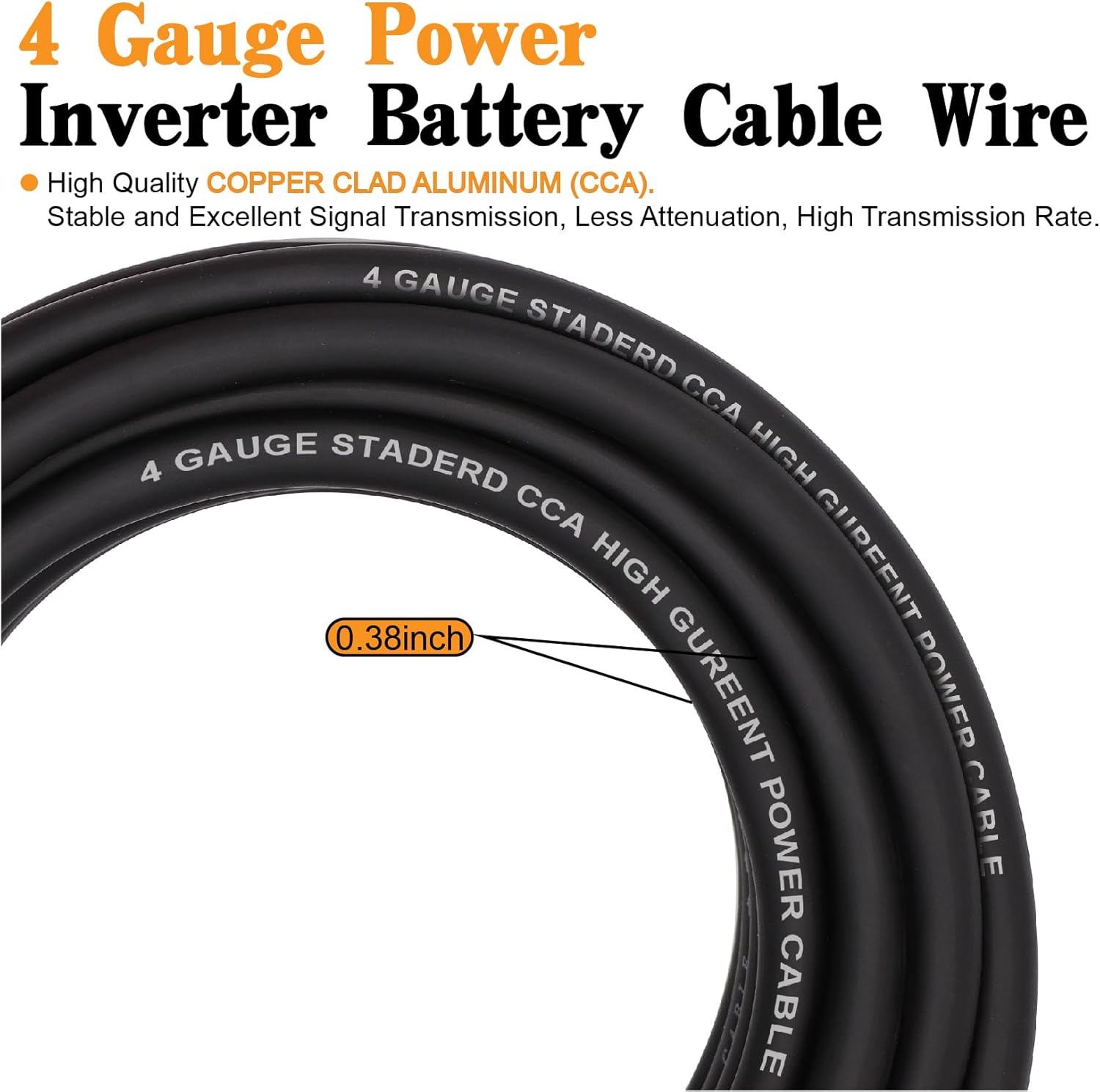 4 Gauge Wire Copper Clad Aluminum CCA 100FT Black/Red with 4ga lugs and Heat Shrink Tube - Battery Power/Ground Cable,Car Audio Speaker,RV Trailer Amp Wiring kit