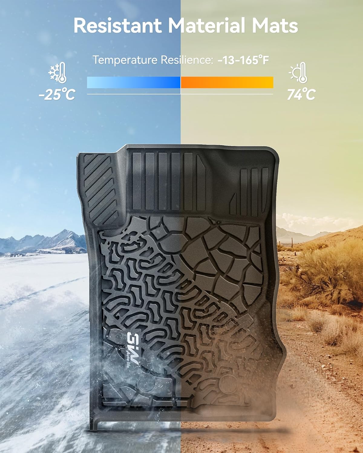 3W Ford Bronco Floor Mats & Cargo Liner & Back Seat Cover Custom Fit for 2021 2022 2023 2024 2025 Bronco 4 Door All Weather Custom Fit Ford Bronco Accessories (Not for Sport & Rubberized Floor)