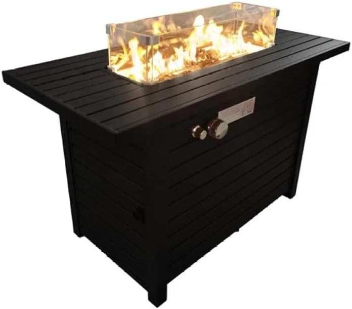 24 Inch Steel Propane Fire Pit Table with Cover Outdoor Patio Heater for Deck Backyard Garden with Lava Rocks