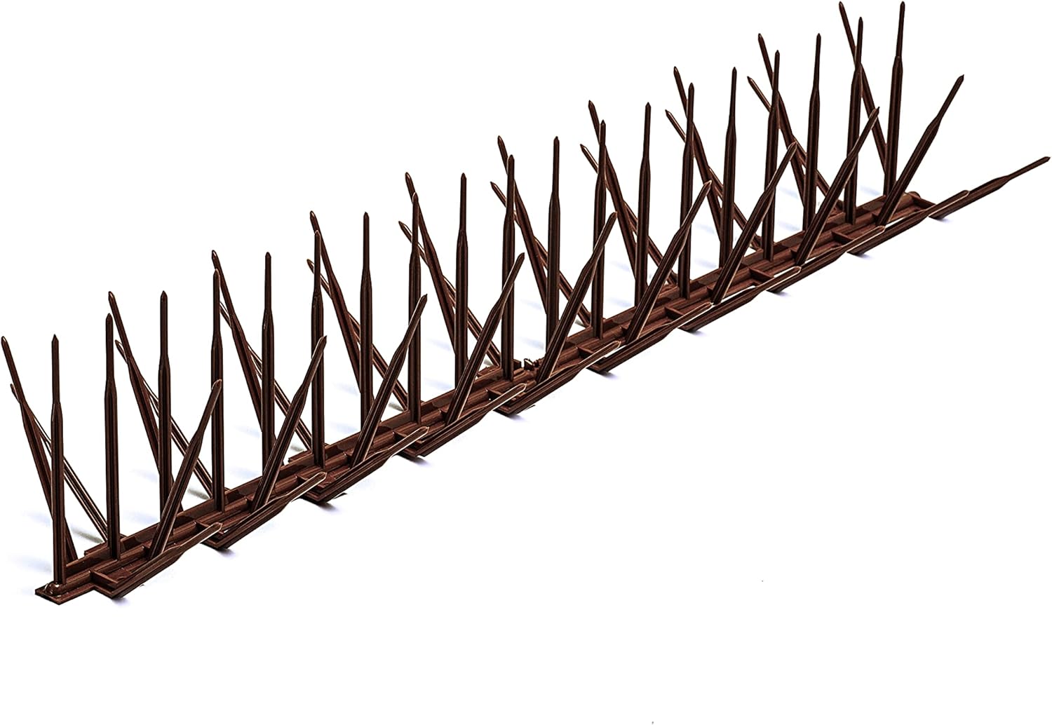 Bird B Gone - Brown Plastic Anti Bird Spikes (100') - Humane Deterrent - Stops Pigeons & Birds from Roosting - UV-Stabilized Polycarbonate - for Rooftops, Ledges, Fences, Etc - Made in USA