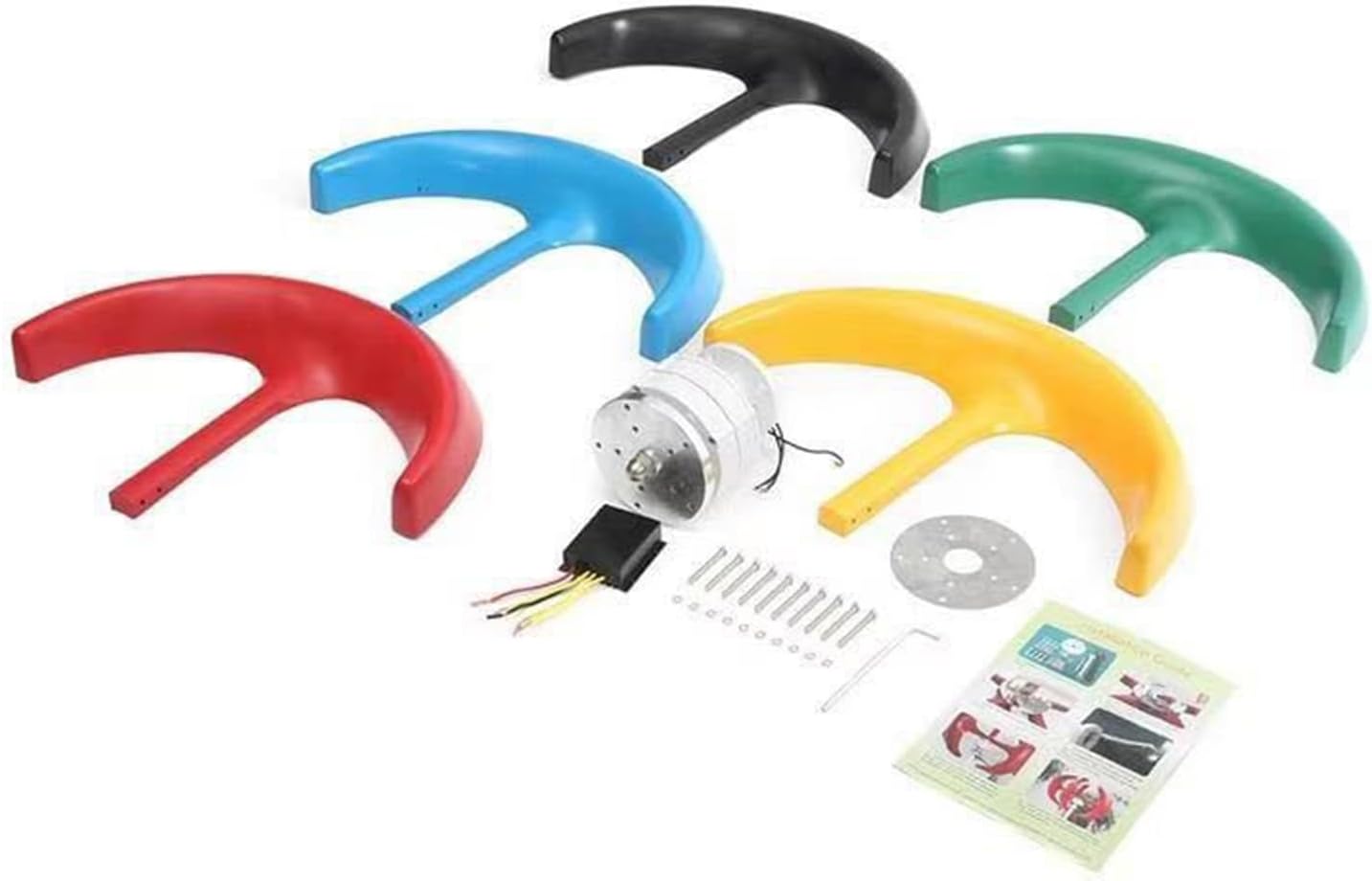 1200W 5-blade Mixed Color Vertical Axis Wind Turbine Kit With Controller DC12V/24V Home Outdoor Generator Wind And Solar Complementary Power Generation System ( Color : Multi-colored , Size : 24V )