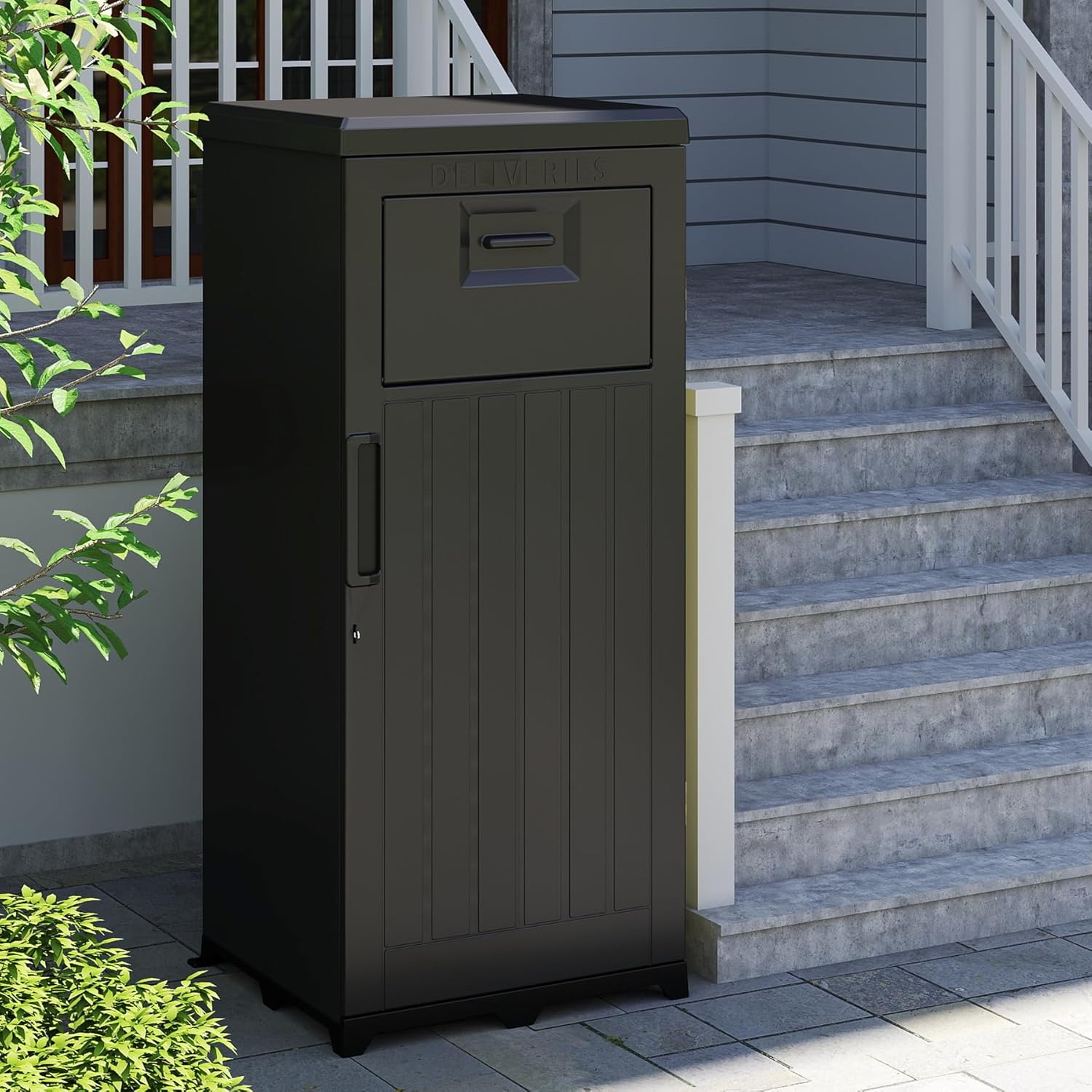 Domi Package Delivery Box for Outside, Large Parcel Drop Box with Lockable Secure, Waterproof Resin Storage Anti-Theft Outdoor Package Delivery for Porch, Curbside, House