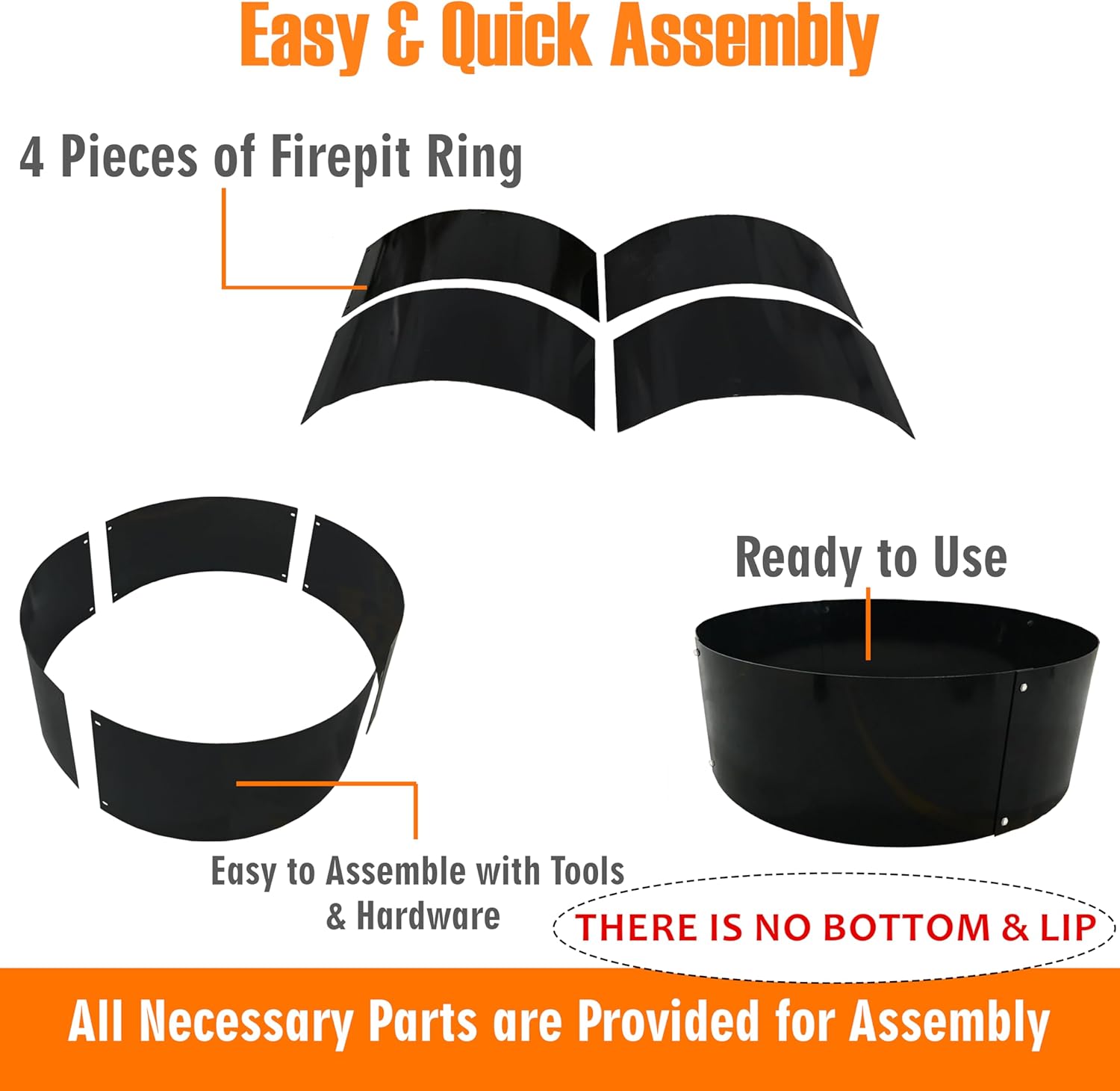 FEBTECH - Fire Rings for Outside Wood Burning Fire Pits - 36