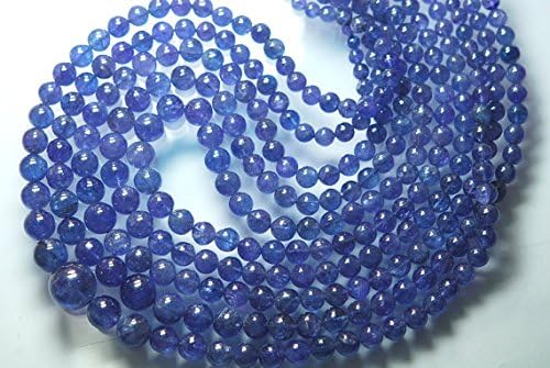 5 strands,super finest,natural tanzanite smooth round balls beads,13.5-5mm