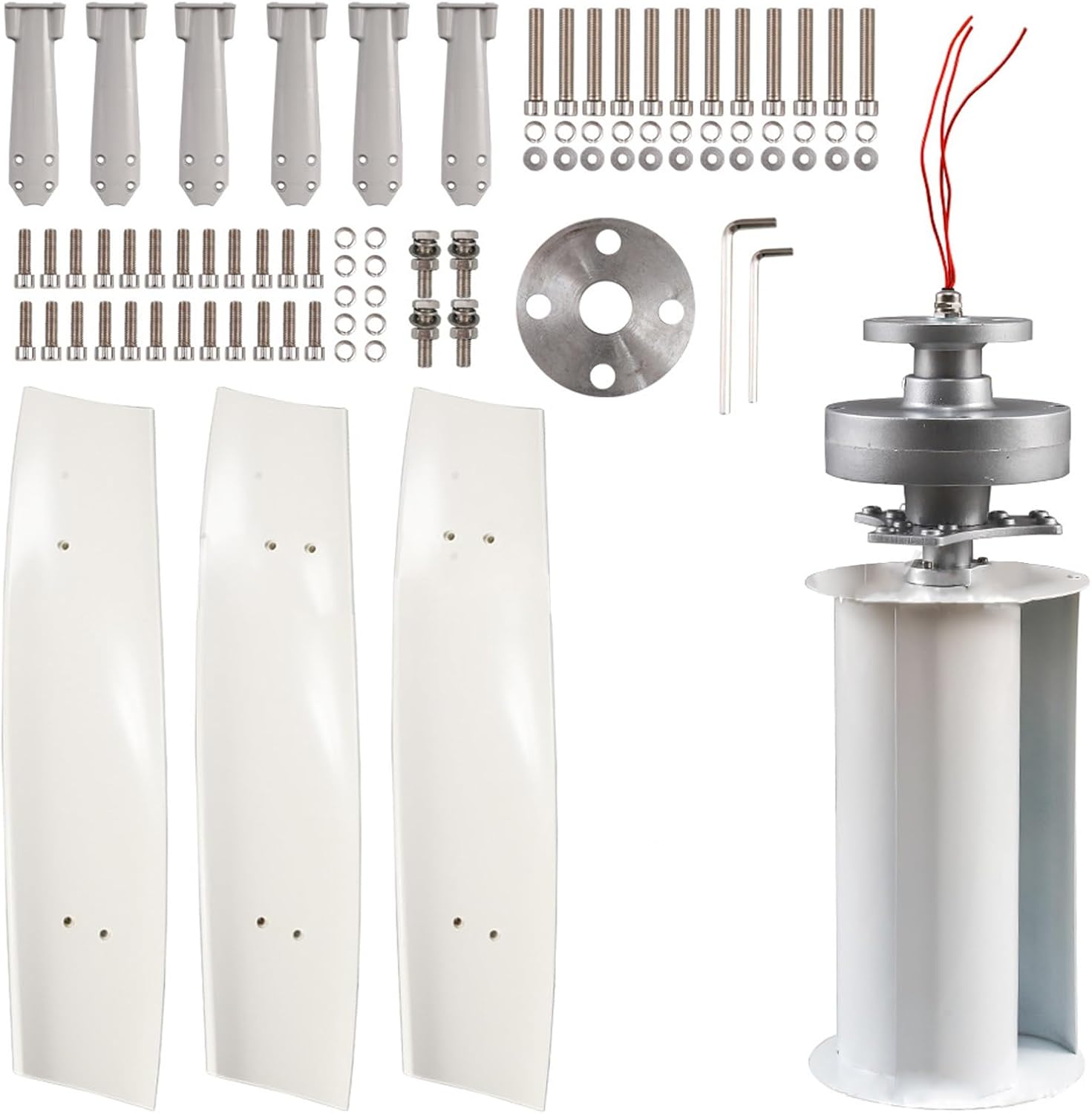 Wind Turbine, Vertical Axis Wind Turbine Generator,Spiral Shape, Breeze Start, 100w-300w Magnetic Suspension Windmill Generator Kit, 3 Nylon Blades, Suitable for Outdoor, Home Use(100W-24V)