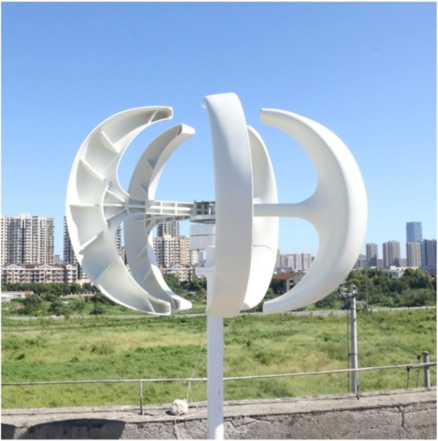 Wind Turbine, 3000W Vertical Axis Maglev Wind Turbine Low Speed Free Energy Wind Power Generator with Mppt Controller Low Noise(White,Turbine ONLY_12V)
