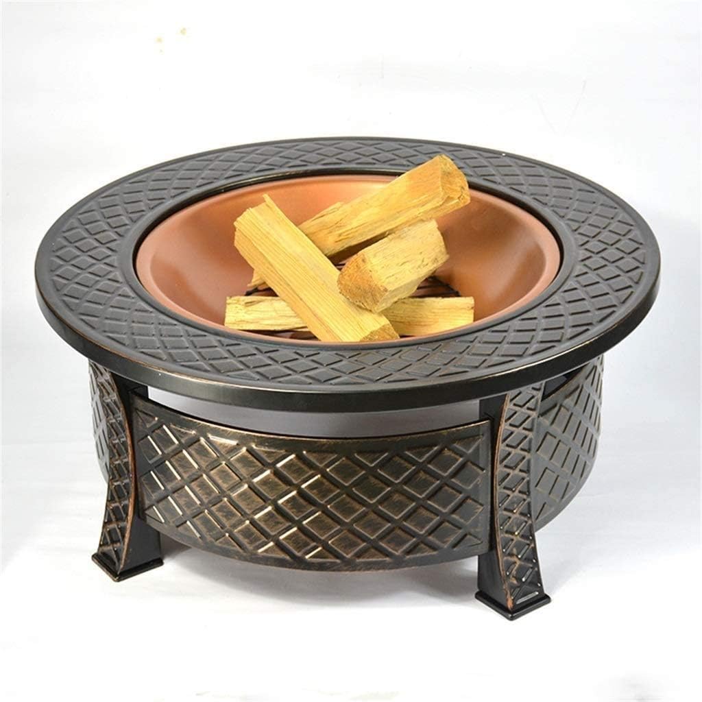 32'' Outdoor Fire Pit Metal Square Firepit Patio Stove Wood Burning BBQ Grill Fire Pit Bowl with Spark Screen Cover, Log Grate, Poker for Backyard Garden Camping Picnic Bonfire