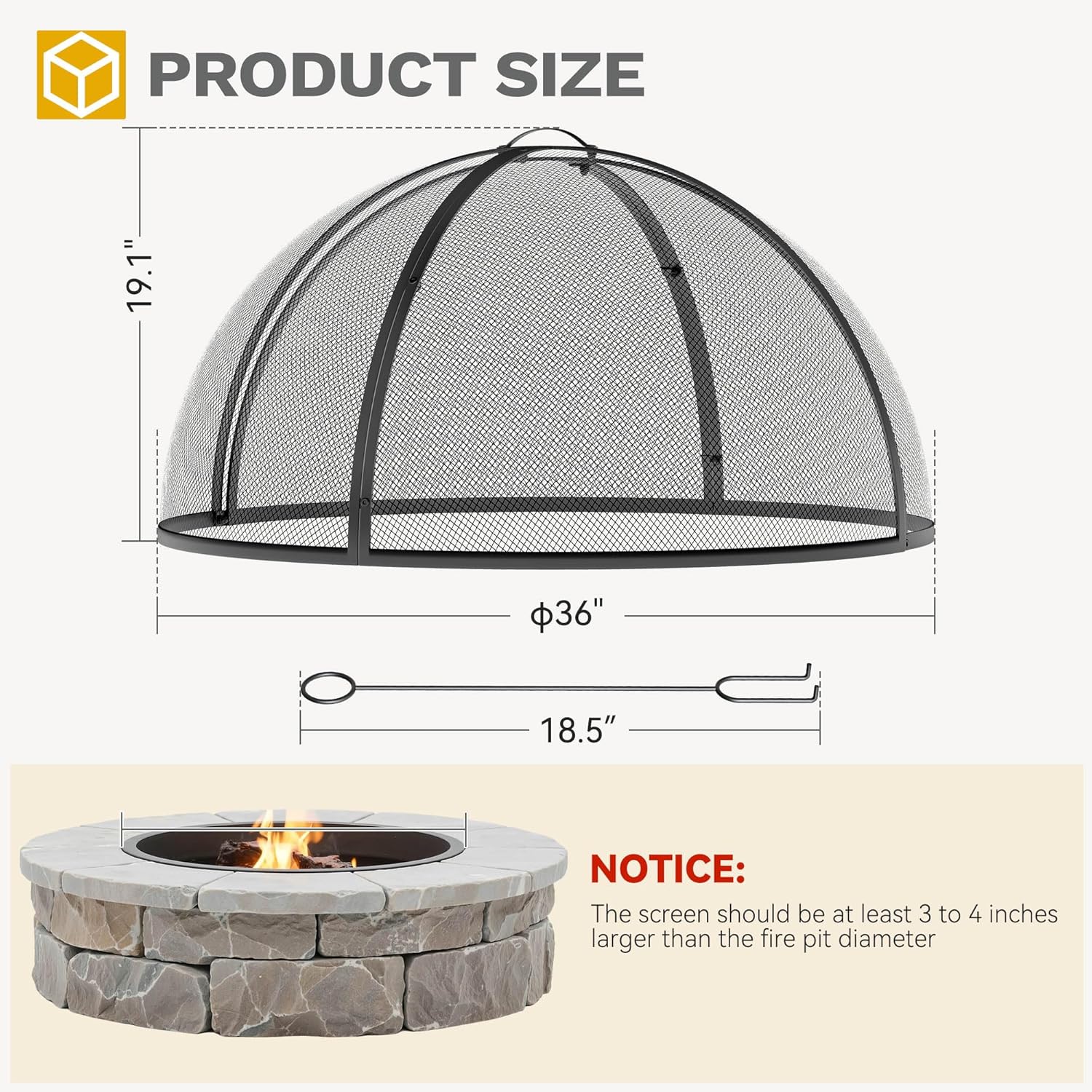 DWVO Fire Pit Spark Screen, 36