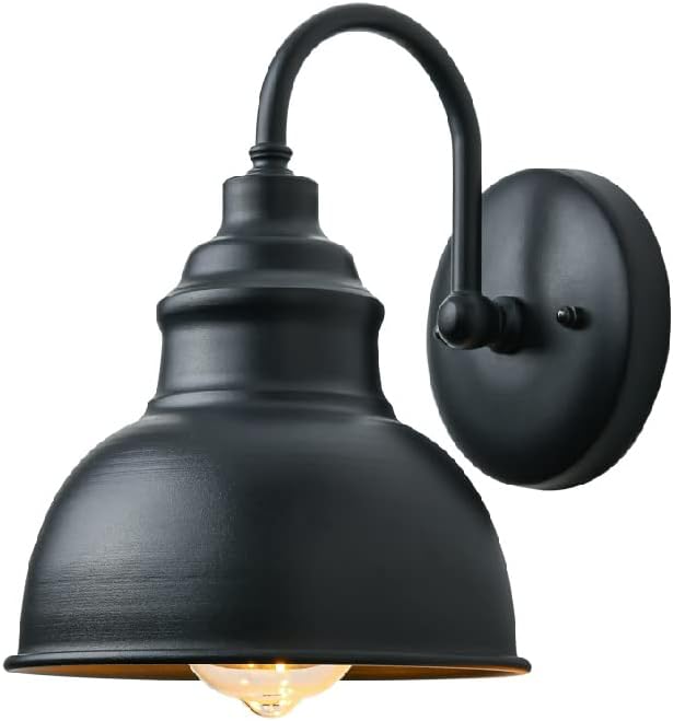 Outdoor Waterproof Courtyard Decorate Wall Lamp American Industrial Style Black Finish Wall Lighting E26/E27 Base Wall Mount Light Fixtures for Villas and Gardens Goose Neck Wall Lamp