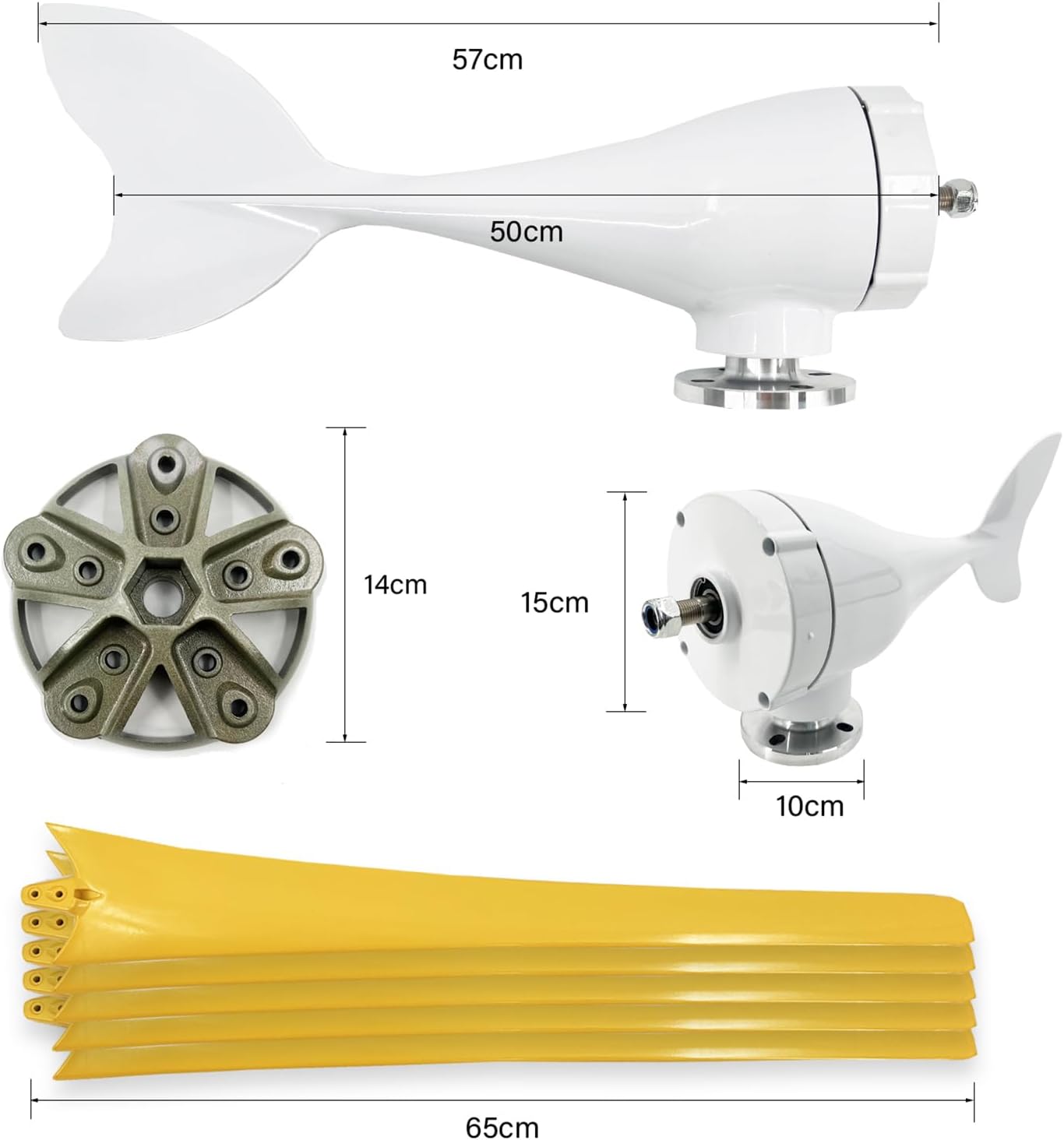 12V 24V 48V Wind Turbines Generator 800W 1000W 1200W Wind Turbine Kit with MPPT Controller and 5 Yellow Blades, Pure Copper Core Wind Generator for Boat, Outdoor, Street, Garden,1200w,48V