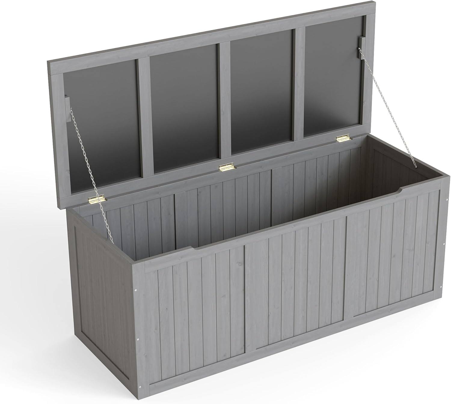 Outdoor Storage Box, 112 Gallon Wooden Deck Box Indoor and Outdoor Use, Garden Backyard Storage Bench for Patio Furniture Cushions, Pillows, Garden Tools, Wooden Porch Bench, Grey