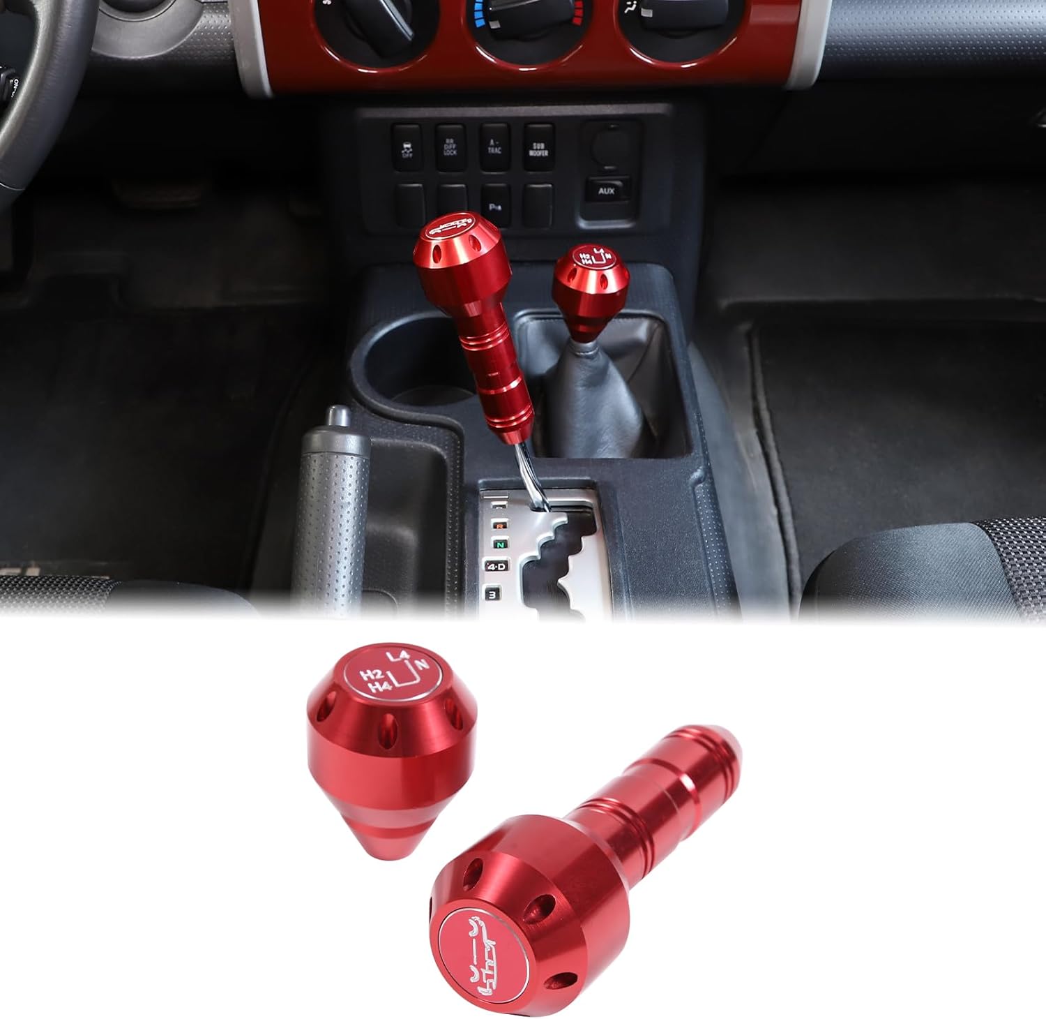 Gear Shift Knob Fit for Toyot@a FJ Cruiser 2007-2021 Aluminum Alloy Weighted Gear Lever Metal Stick Shifter Handle Center Console Car Automatic Gear Stick Shift Knob Replacement Interior Accessories