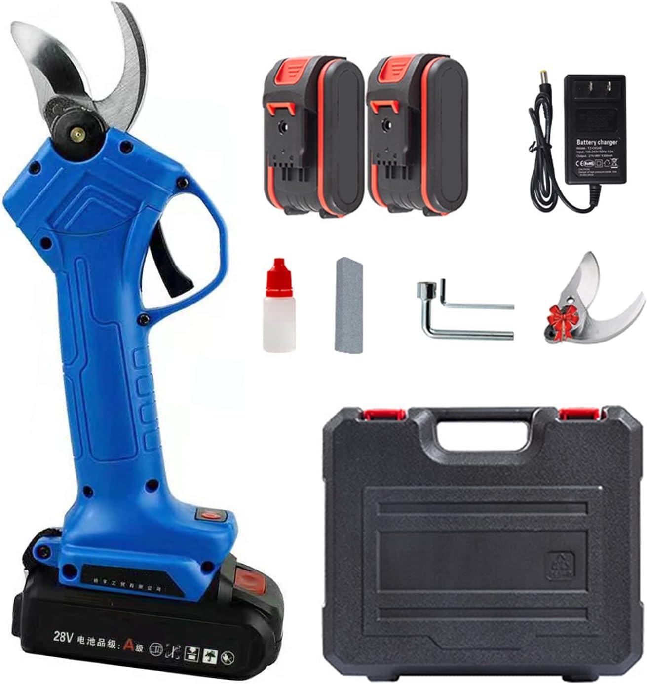 Electric Pruning Shears Scissors Professional Cordless Electric Pruner Shears Trim with 2pcs Backup Rechargeable Lithium Battery Powered Tree Branch Pruner 30mm (1.2 Inch) Cutting Diameter