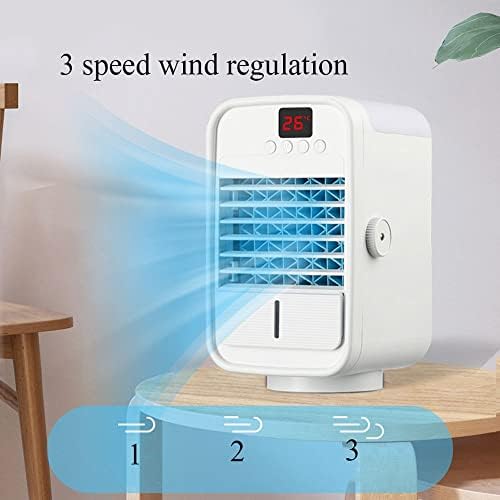 USB Portable Air Conditioners Air Cooler, 3 Wind Speed & 7 LED Light, Cool Mist & 5H Timer Cold, Personal Mini Air Cooling Fan for Room