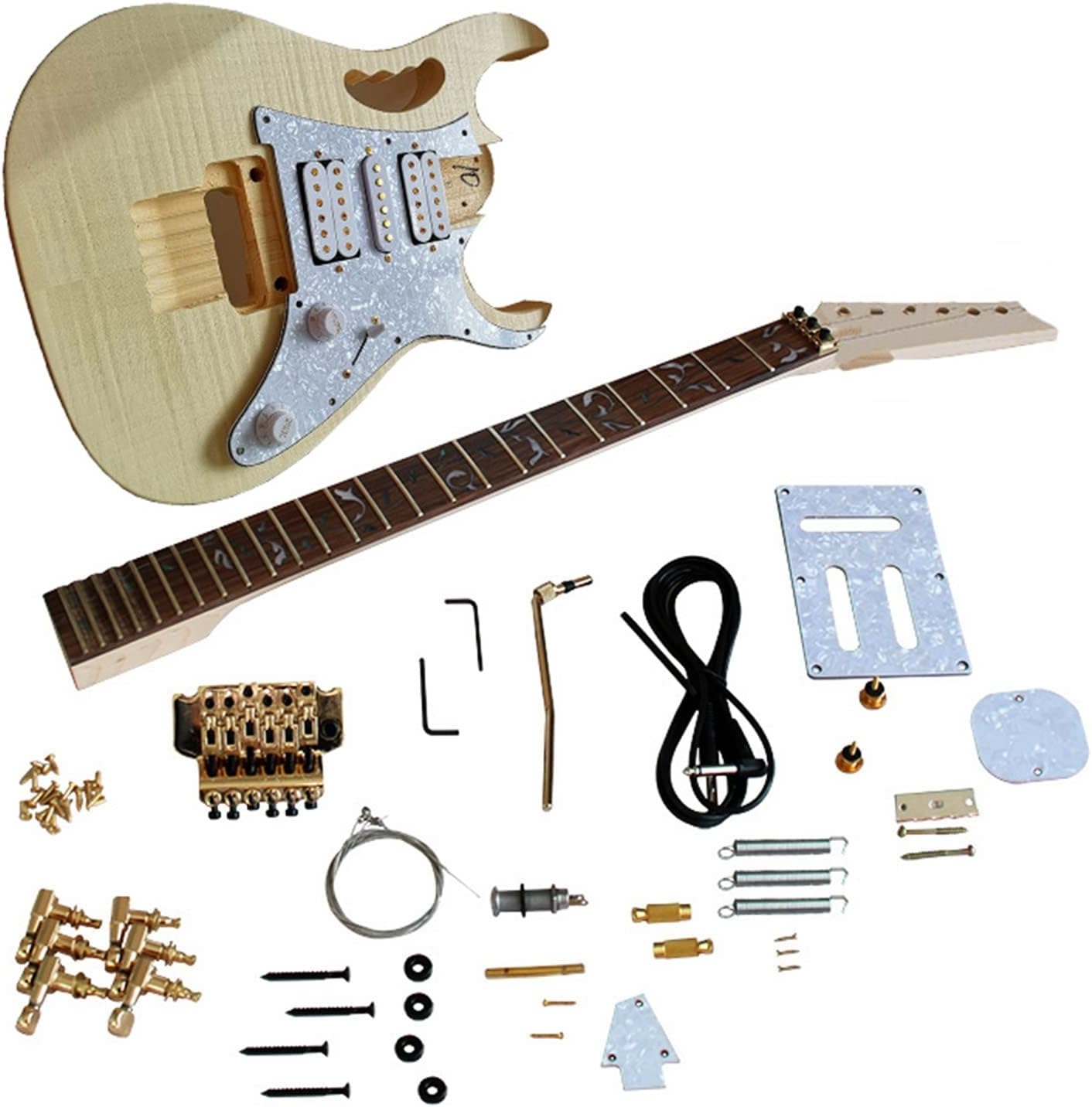 TSTS Electric Guitar Kit Set Basswood Body Rosewood Fingerboard Durable Maple Neck Guitar Accessories Unfinished Electric Guitar Kit