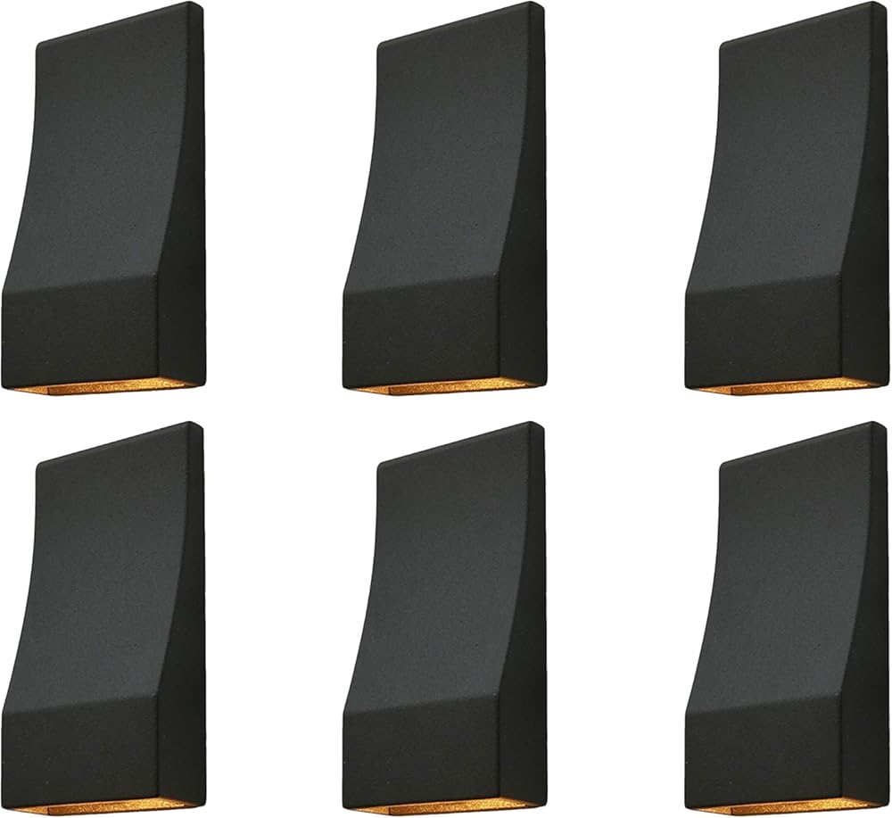 GKOLED Low Voltage LED Wedge Deck Rail Light, Landscape Railing Post Fence Accent Lighting, 2W 2700K Integrated LED Chips, Die-cast Aluminum, Powder Coated Finish, 12V AC/DC, IP65 Rated, Black, 6-Pack