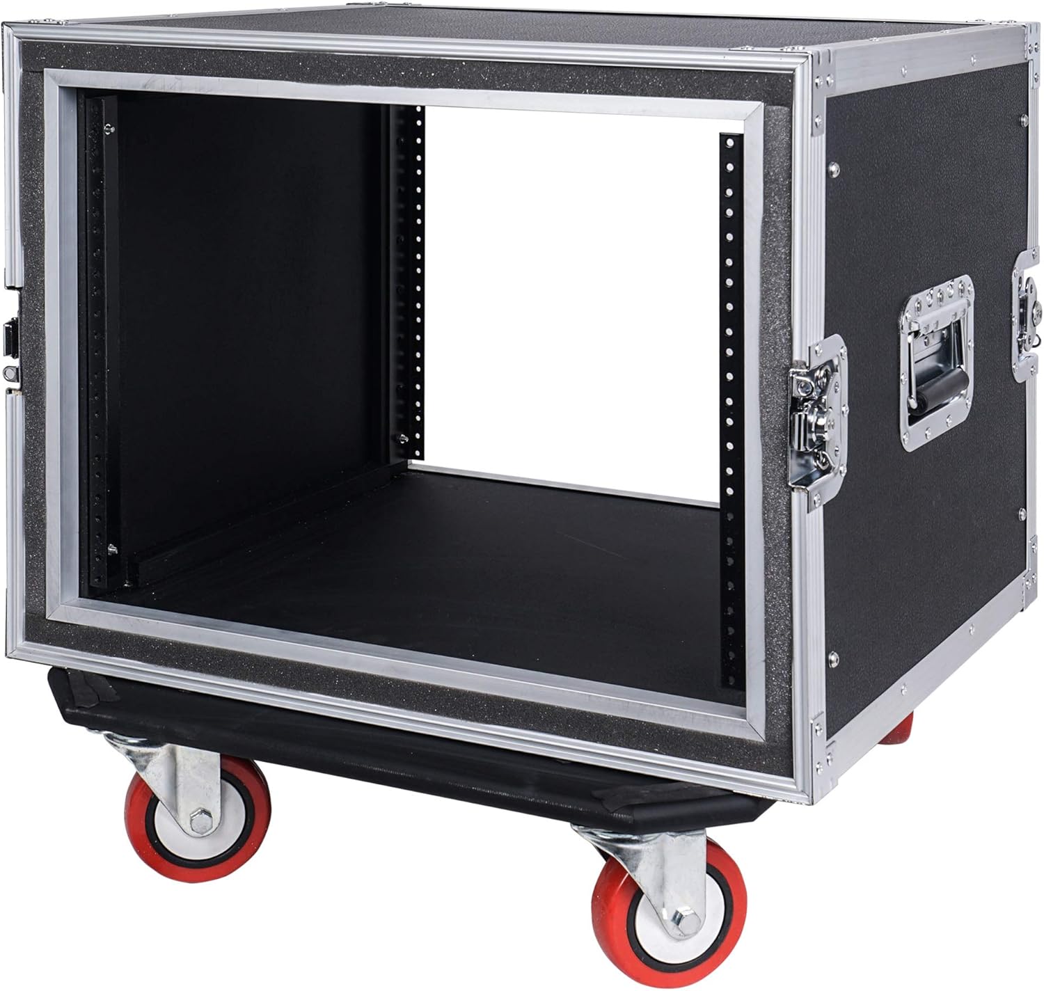 Sound Town Shock Mount 8U ATA Rack Case with 17” Rackable Depth and Casters, 8-Space Size - Pro Tour Grade (STRC-SP8UW)