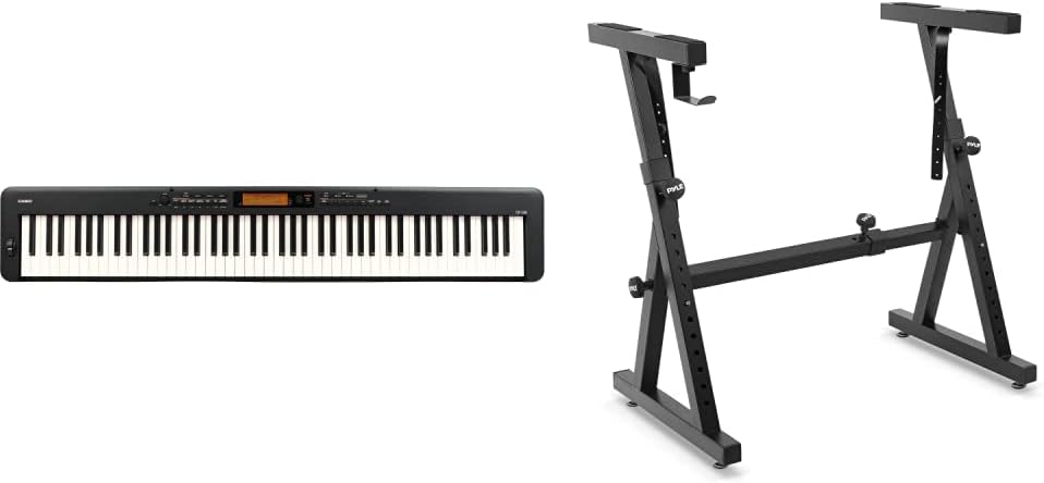 Casio 88-Key Digital Piano (CDP-S360) Black + Pyle Heavy Duty Folding Keyboard Stand