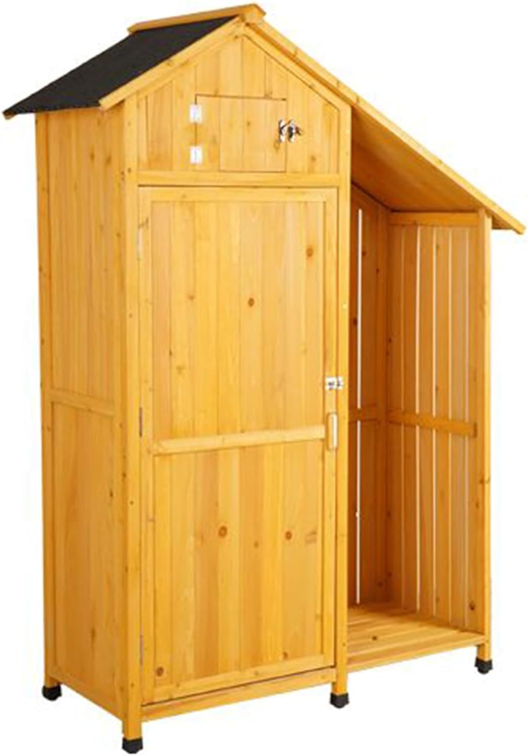 Outdoor Tool Storage Cabinet, Large Outdoor Storage Shed with Adjustable Shelves, Outdoor Storage Cabinet with Lock, Wood Garden Tool Shed for Outside, Backyard and Patio (One Color Yellow)