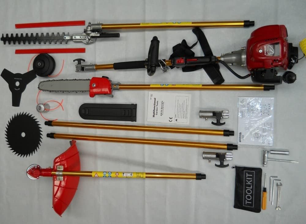 CHIKURA brushcutter GX35 Gasoline 8 in 1 Weed Eater 4 Stroke Hedge Trimmer with 2 Extend Pole