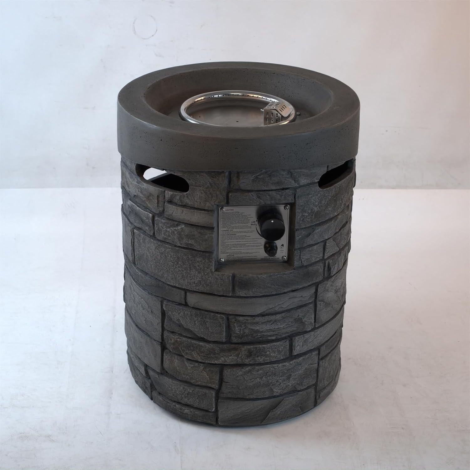 Penau 32000 BTU Round Outdoor Gas Fire Pit, 20 Inch Diameter, CSA Certified, Includes 2.5kg Lava Stones and Rainproof Cover, Durable Magnesium Oxide Surface