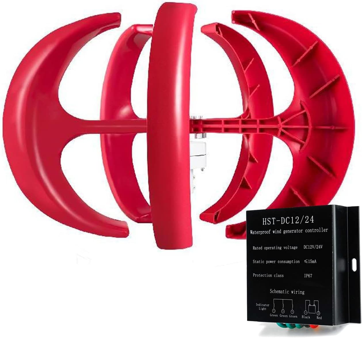 CHRISK 9000W 12V 24V Wind Power Turbine Generator Maglev Generator Vertical Wind Generator with 5 Blade and Controller