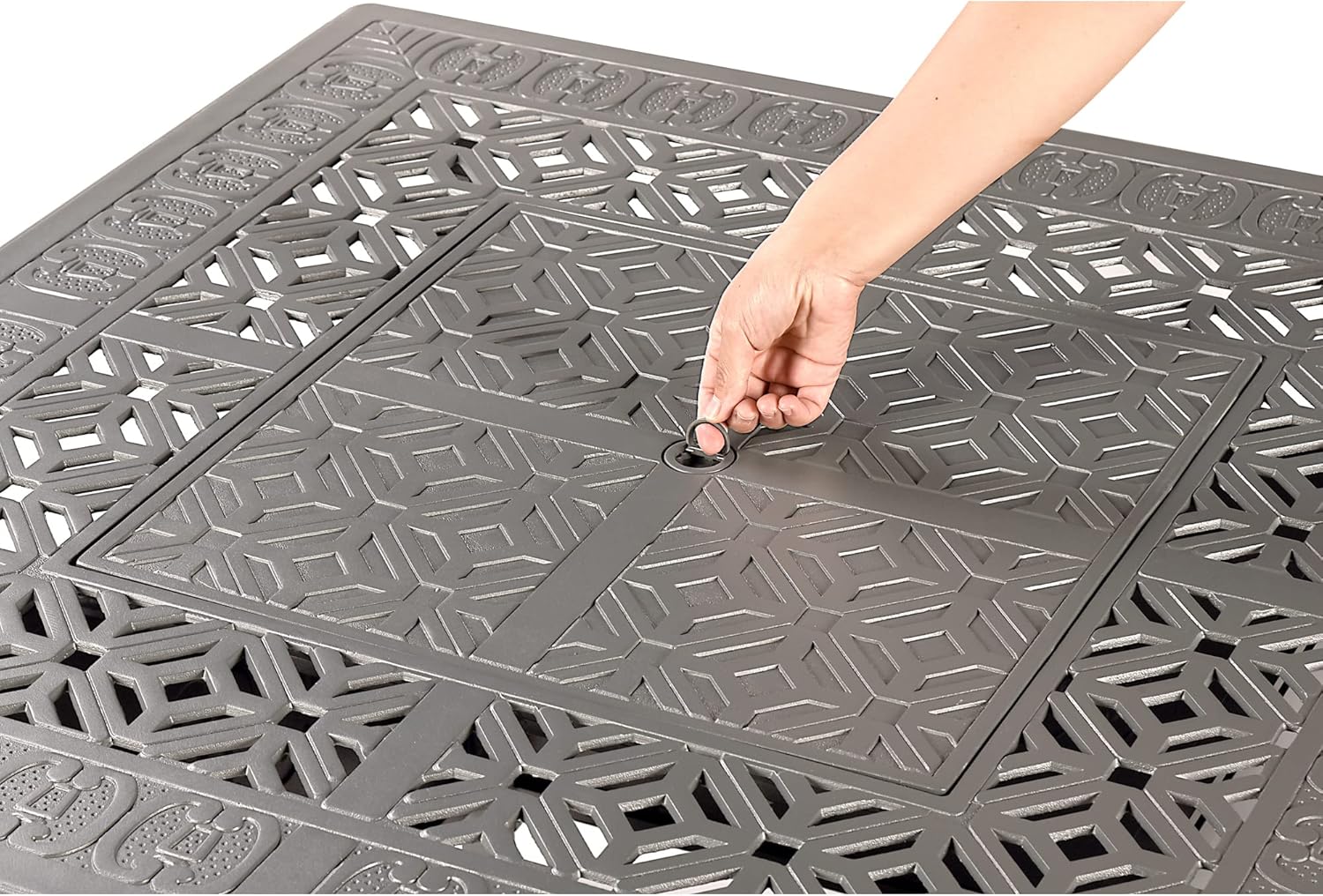 Square 42 in. x 42 in. Aluminum Propane Fire Pit Table with Glass Beads, Two Covers, Lid, 57,000 BTUs in White Finish