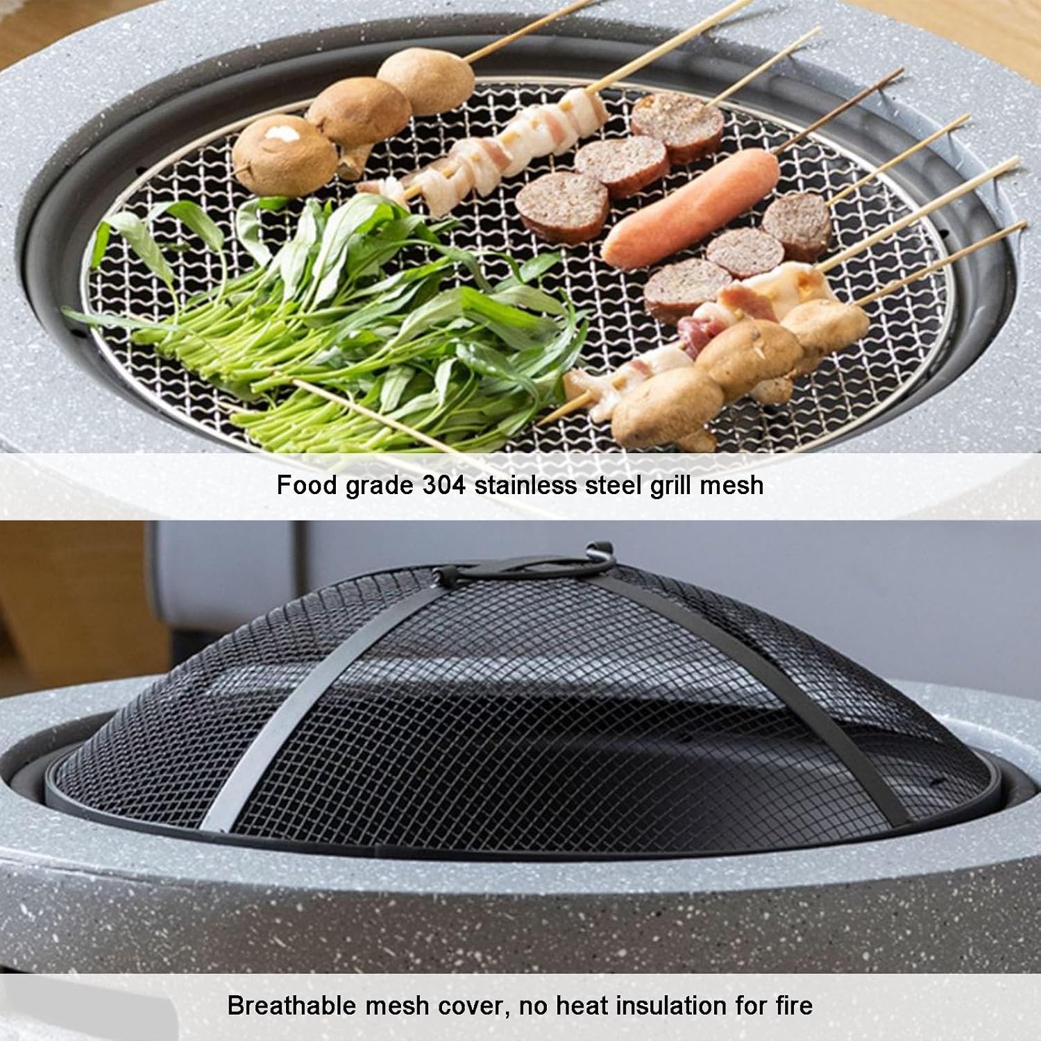 Clay Charcoal Stove Portable Grill, 18/24In Outdoor Fire Pit Table, Barbecue and Charcoal Stove, Gray,Small