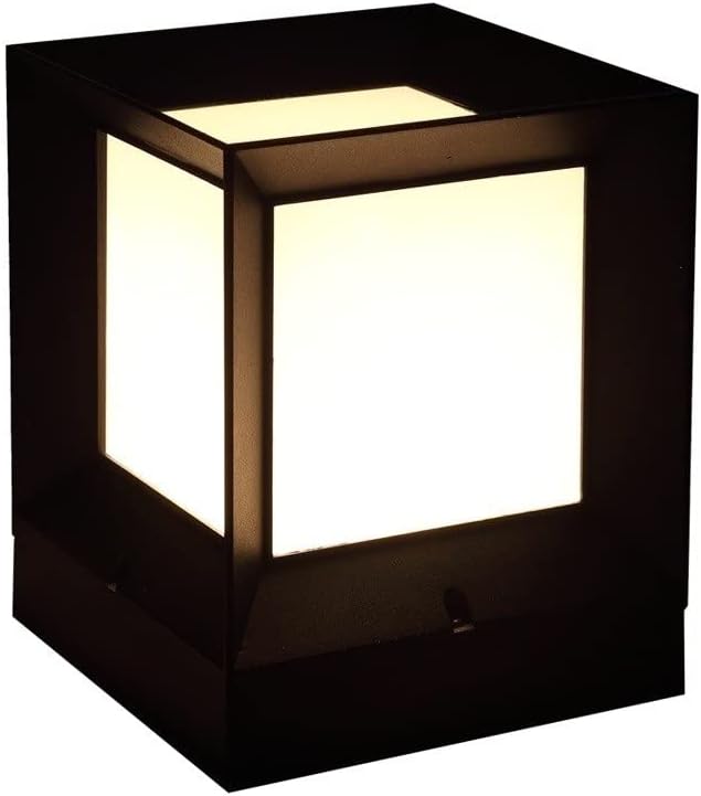 Lights Outdoor Modern Simple Square Black Pillar Lamp IP54 Waterproof Outdoor Lighting Landscape Street Light Die-cast Aluminum Alloy Antirust Post Light with High Transmittance Acrylic Lampshade Stad