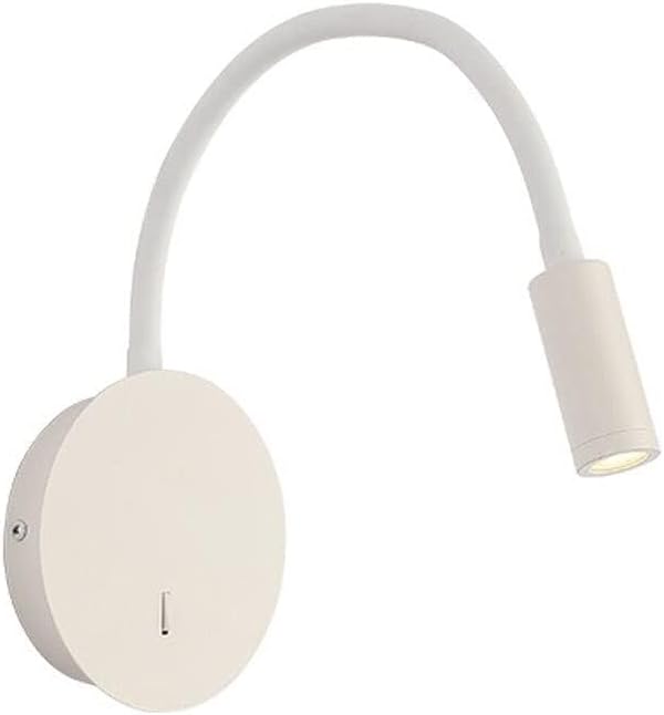 Modern Hardwired Wall Sconce with Switch Bedside Reading Light LED Headboard Lighting Fixture Flexible Gooseneck Wall Lamp for Bedroom Office Studio Hotel(White-6000k)