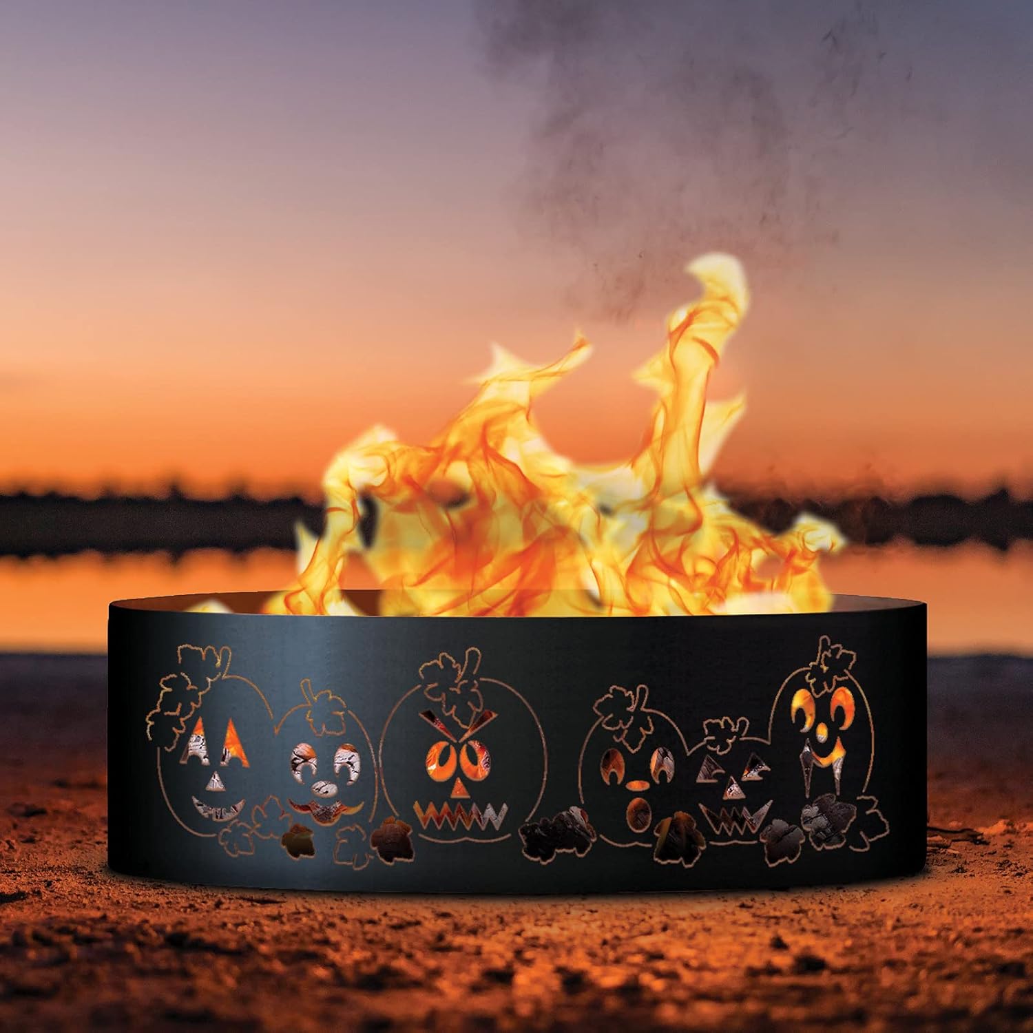 PD Metals AH01448 Autumn Harvest Unpainted 12 in. Tall 48 in. Diameter Outdoor Fire Ring - 48 x 48 x 12 in. - Rustic Black Color