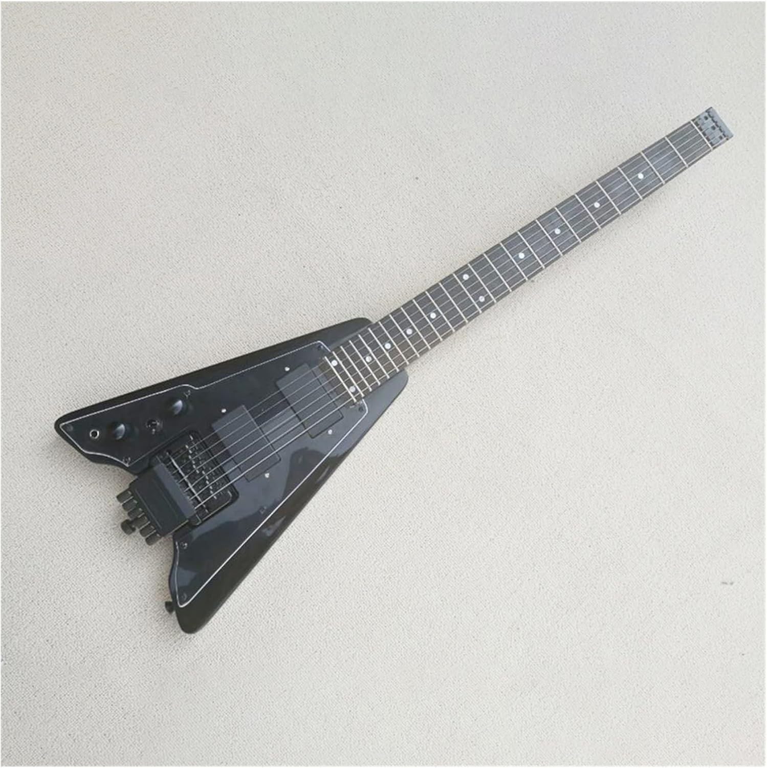 Left Hand Black 24 Frets Headless Electric Guitar with Basswood Body Rosewood Fretboard Professional Headless Guitar
