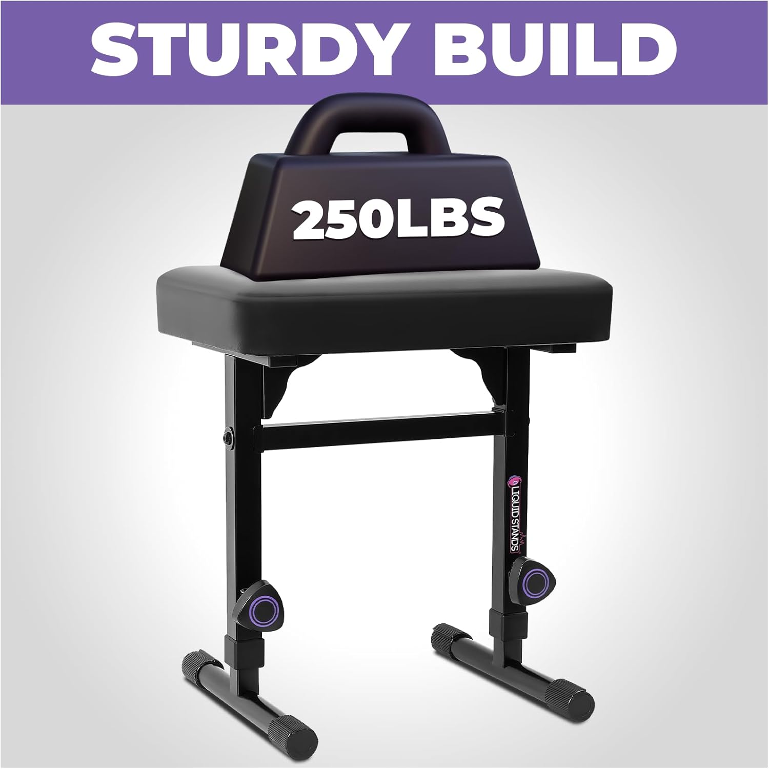 Liquid Stands Piano Bench Adjustable Stool – Music Keyboard Bench Seat for Piano Keyboard Stand with Black Padded Cushion for Musicians Piano Stool Chair (PU Leather)