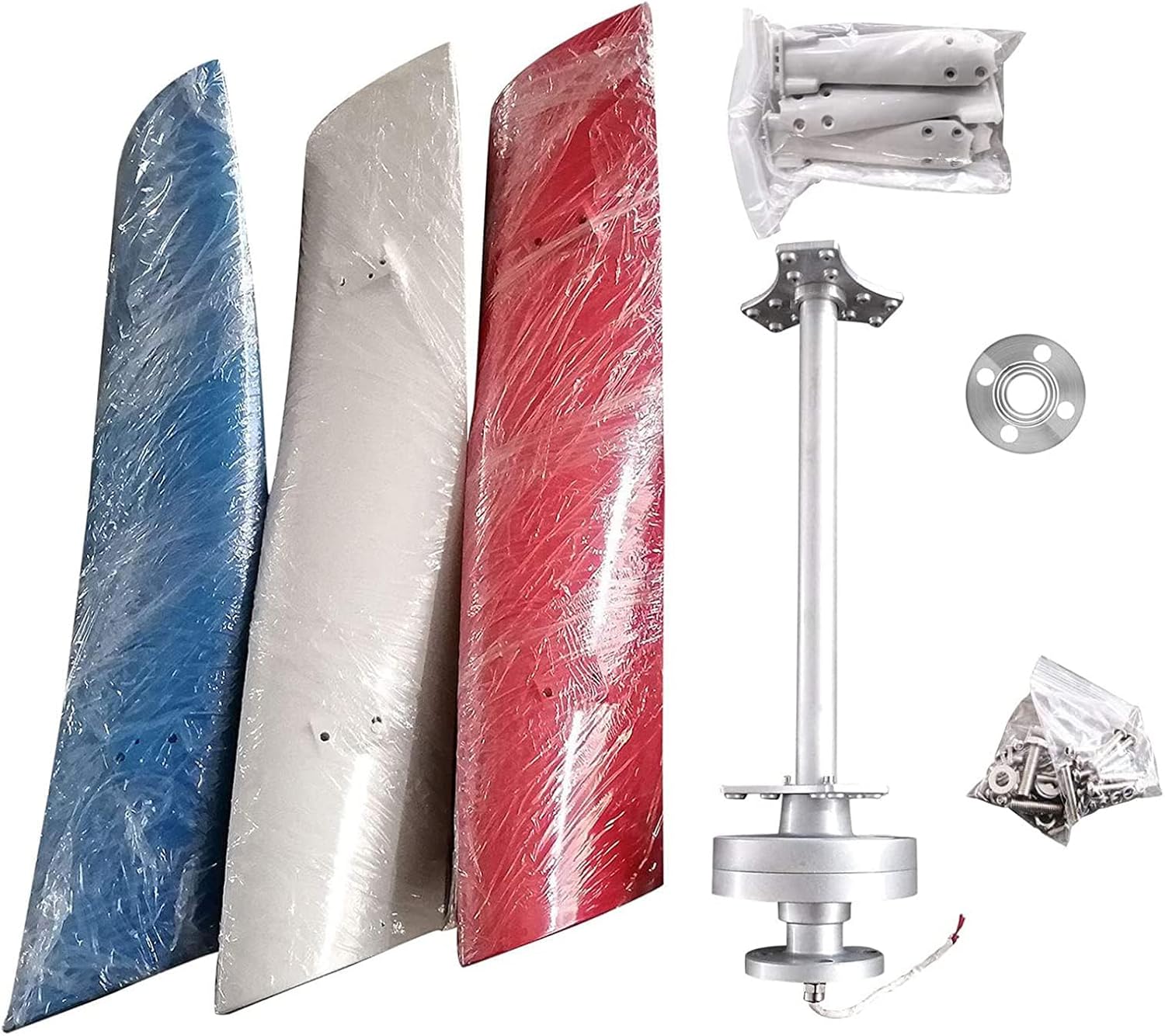 Wind Turbine Generator Kit, 2000W 12V 24V with MPPT Charge Controller 3 Blade 3 Phase AC Permanent Magnet Generator Wind Turbine Kit for Wind Power Systems