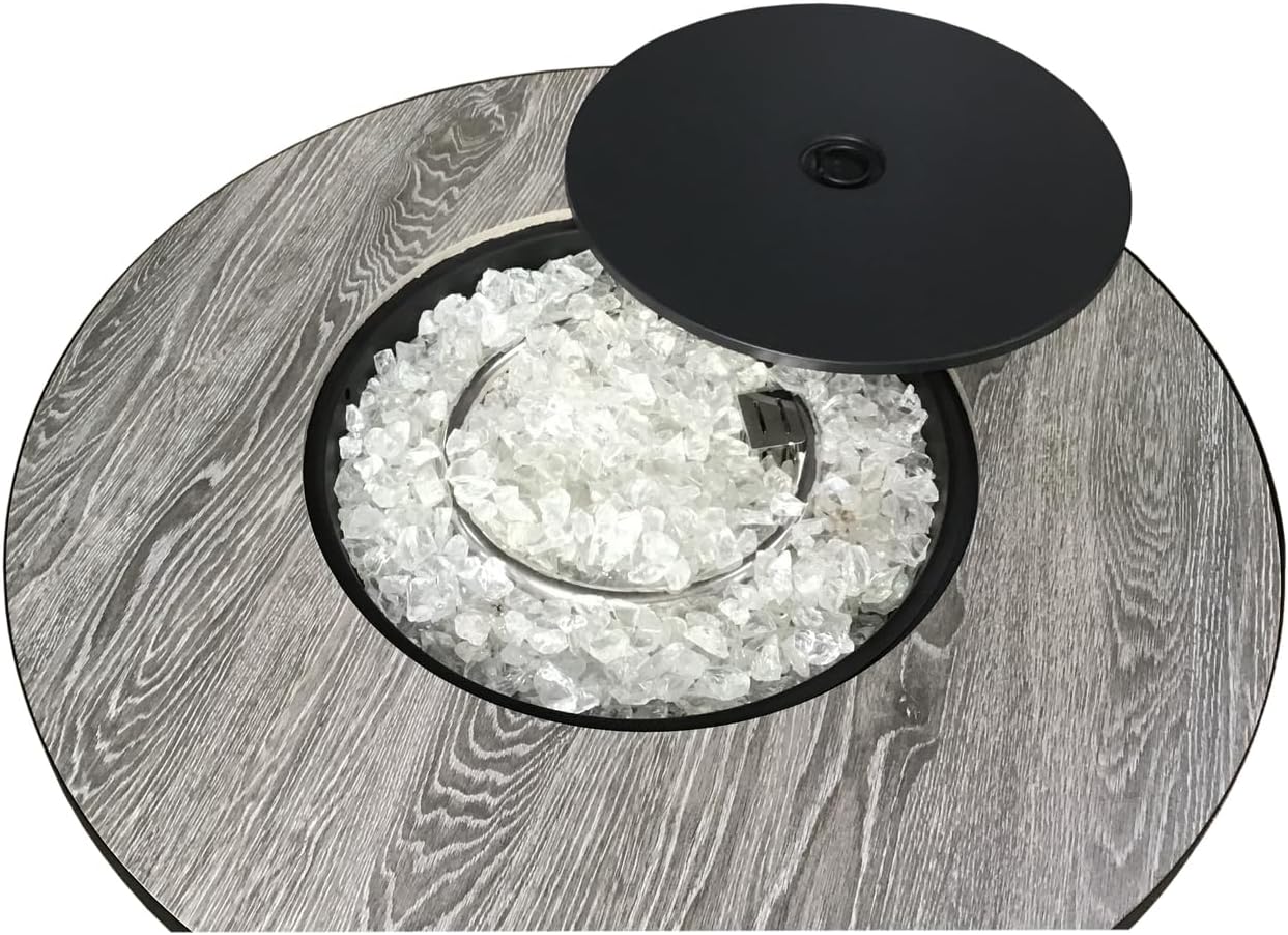 Hiland AFP-FWT Faux Wood Top 40,000 BTU Round Propane Fire Pit, Gray