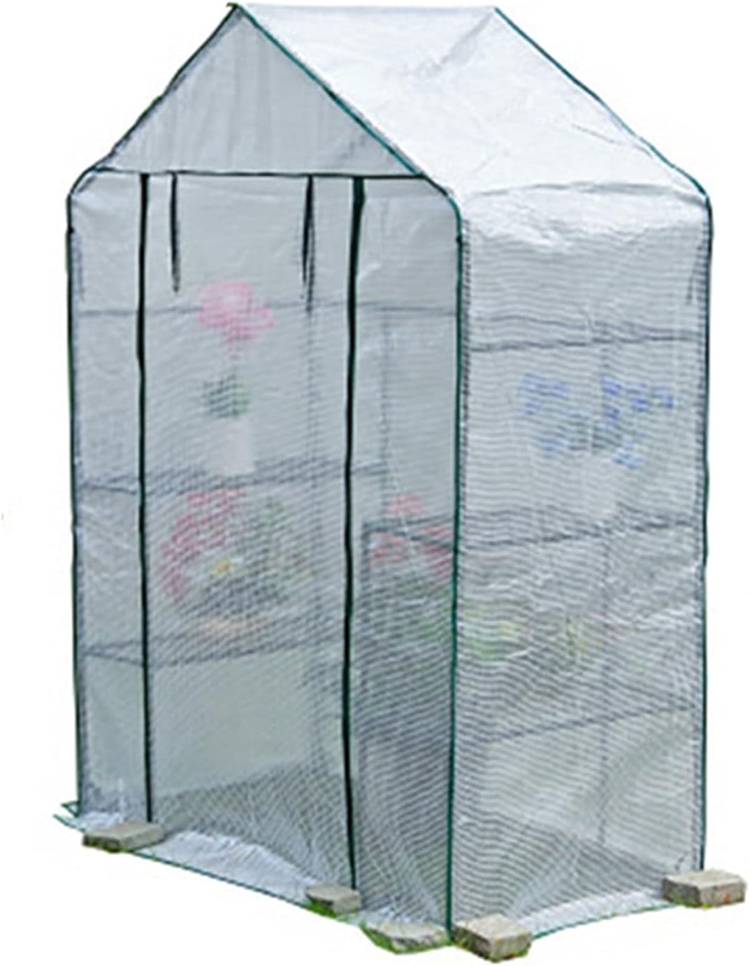 143×73×195cm Garden Greenhouse Cover Large Walk-in Tomato Greenhouse Tent, Double Zipper with 4 Shelves, Front Roll Zipper Entrance, Suitable for Outdoor Garden Lawn