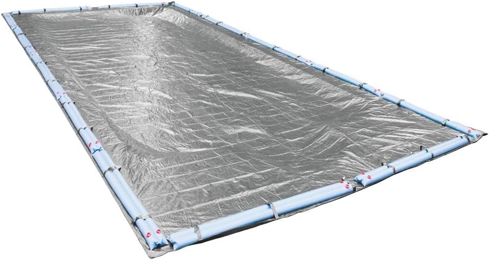 Pool Mate 25 x 45 ft Classic Silver Winter Pool Cover for Inground Pools, 5 ft Overlap (30 x 50 ft Cover Size), Solid 8 x 8 Scrim, 2.36 oz/yd2, 10-Year Warranty, Style: 552545R