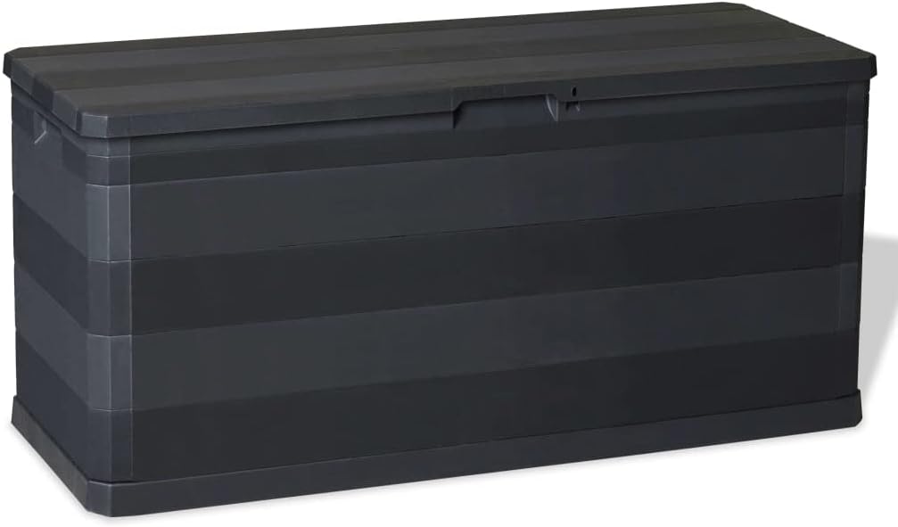 Storage Bin Deck Box,Storage Box Black Polypropylene Medium Storage Box Rectangular for Garden Tools,Patio Cushions,Pool Accessories