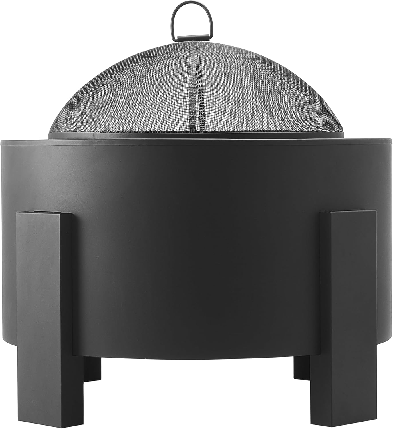 Scott Living Flicker Wood Burning Fire Pit, 25-Inch Portable Steel Firepit with Spark Screen, Efficient Airflow Design, High-Temp Finish, Quick Assembly for Camping, Patio, Backyard, Black