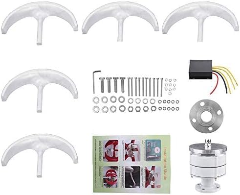 CHRISK 9000W Vertical Wind Power Generators Set,12V/24V/48V/220V 5 Blades Wind Turbine Generator Set for Household Gardens