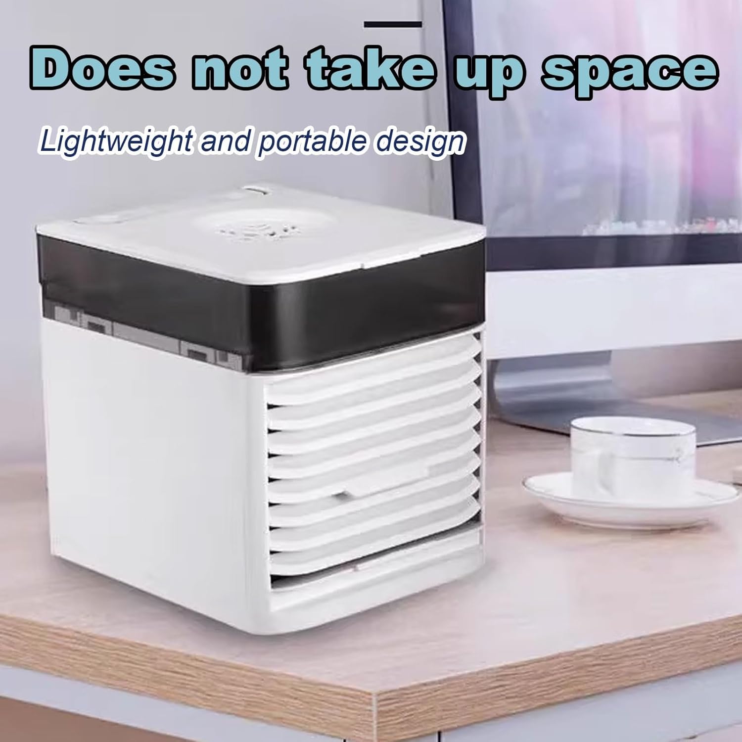 Desk Air Conditioner Fan 3 Wind Speed Levels Pet Air Conditioner Touch Switch Design 500ml Large Capacity Water Tank Cold Air Fan with Light and Mist Switch