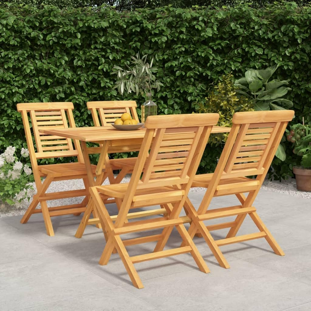 5 Piece Patio Dining Set Solid Wood Teak Garden Furniture