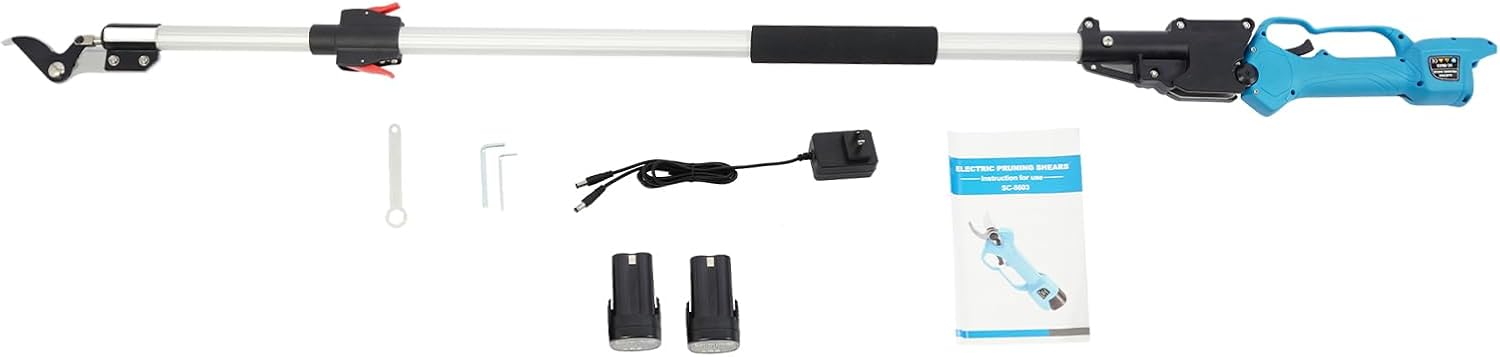 Electric Pole Pruning Shear, Battery Powered Cordless Pole Pruner, Rechargeable Brushless Electric Pruning w/6.56ft Telescopic Pole for Gardening Tree Pruning (Battery and Charger Included)