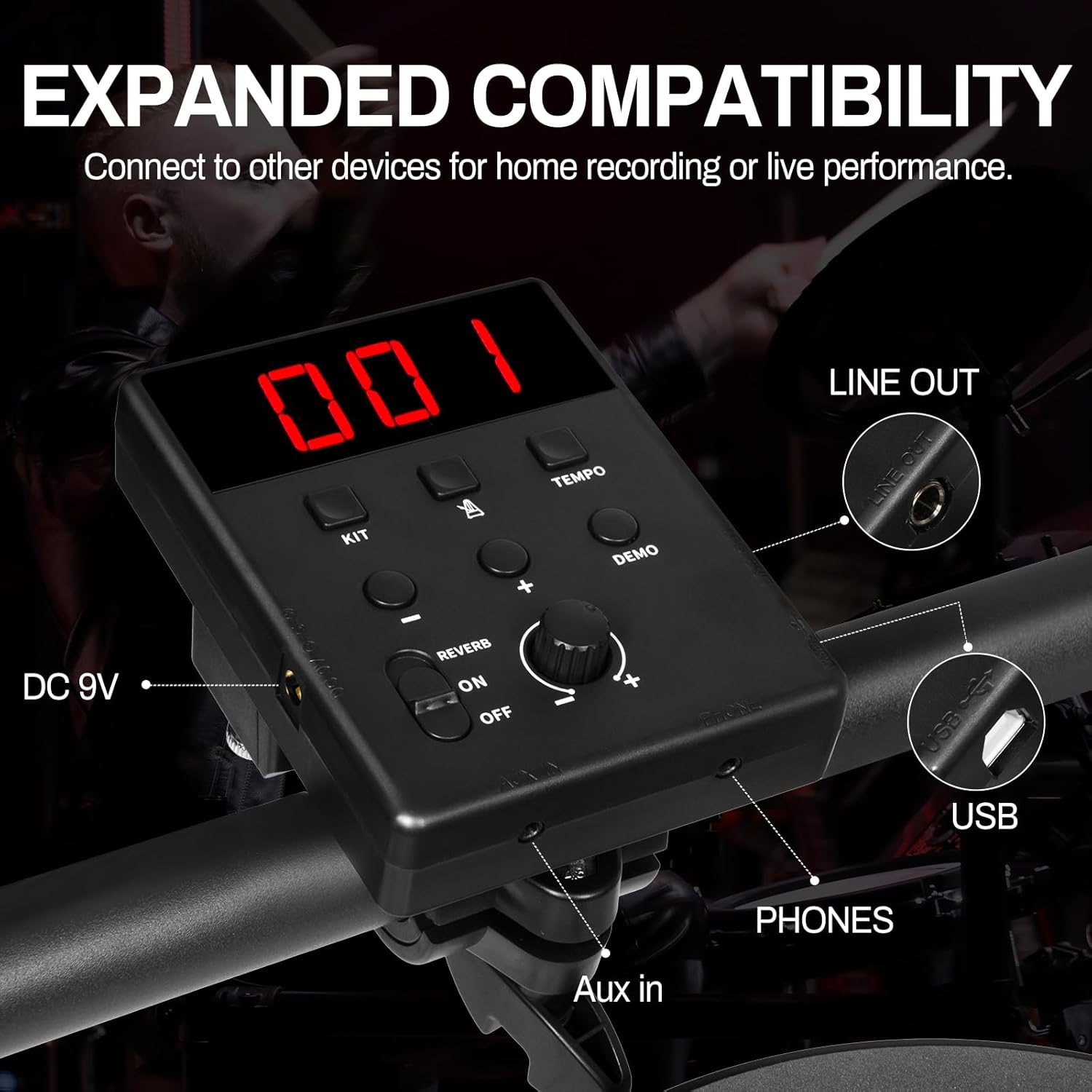 AODSK Electric Drum Set with 4 Quiet Drum Pads,Portable and Solid Drum Set for Beginner with 200 Sounds,2 Switch Pedal,Drum Throne,Drumsticks,Headphones (UAED-403TS)