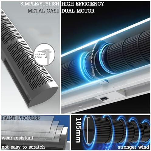 Air Curtain,Commercial Silent Door Air Curtain Machine, Energy-Saving Remote Control Black, Available in 1.5/1.8/2 Meters(0.6m)